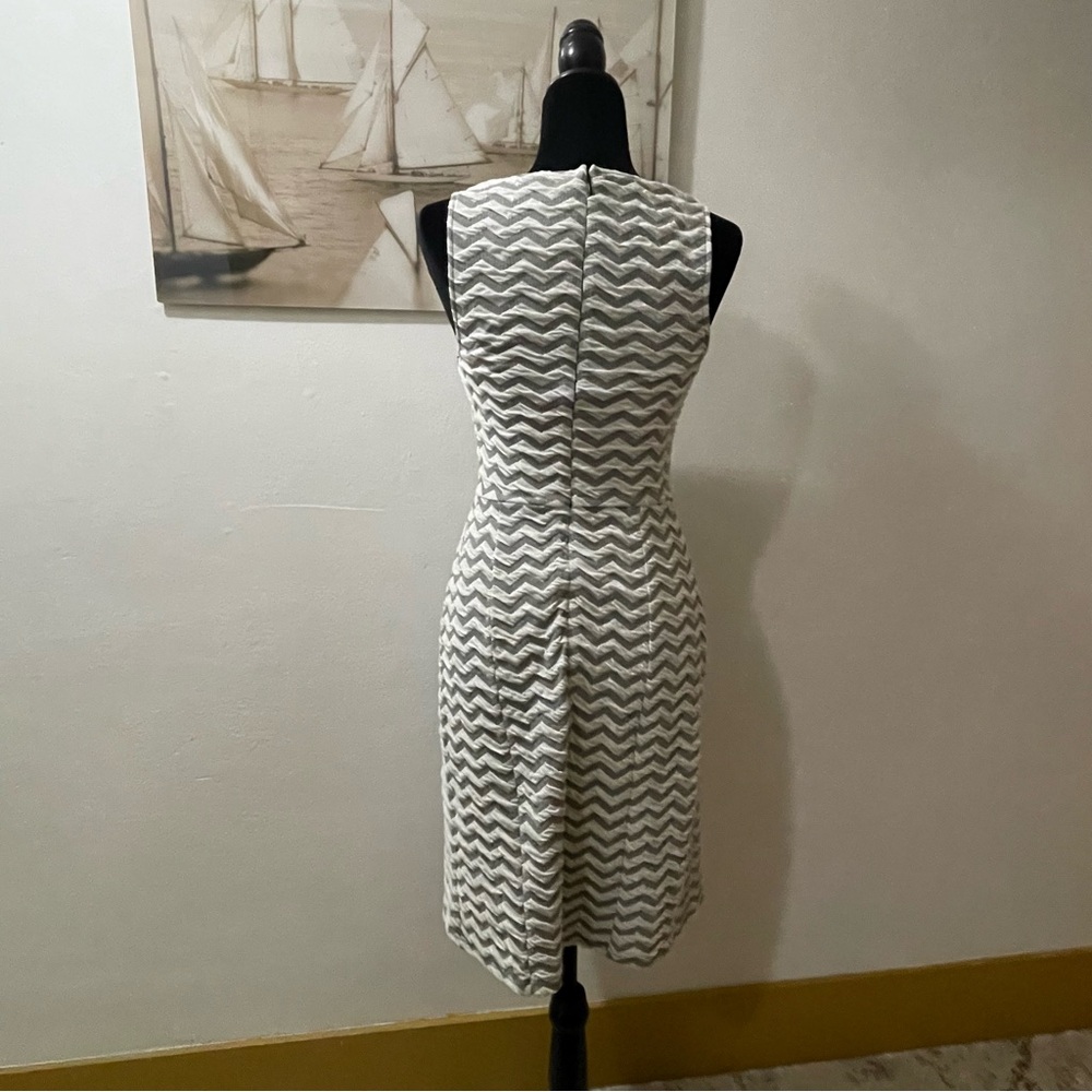 Zigzag Patterned Textured Gray Midi Dress by 41Hawthorn Size: Extra Small XS NWO - Picture 4 of 12